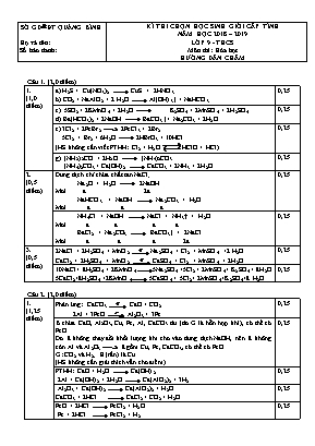 Đáp án đề thi chọn học sinh giỏi cấp tỉnh môn Hóa học Lớp 9 THCS - Năm học 2018-2019 - Sở giáo dục và đào tạo Quảng Bình